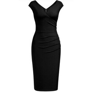 👗 2/$30 👗 Black Women's Business Sleeveless Dress with Ruched Side Medium